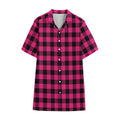 Pink And Black Buffalo Plaid Print Cotton Hawaiian Shirt