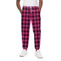 Pink And Black Buffalo Plaid Print Cotton Sweatpants