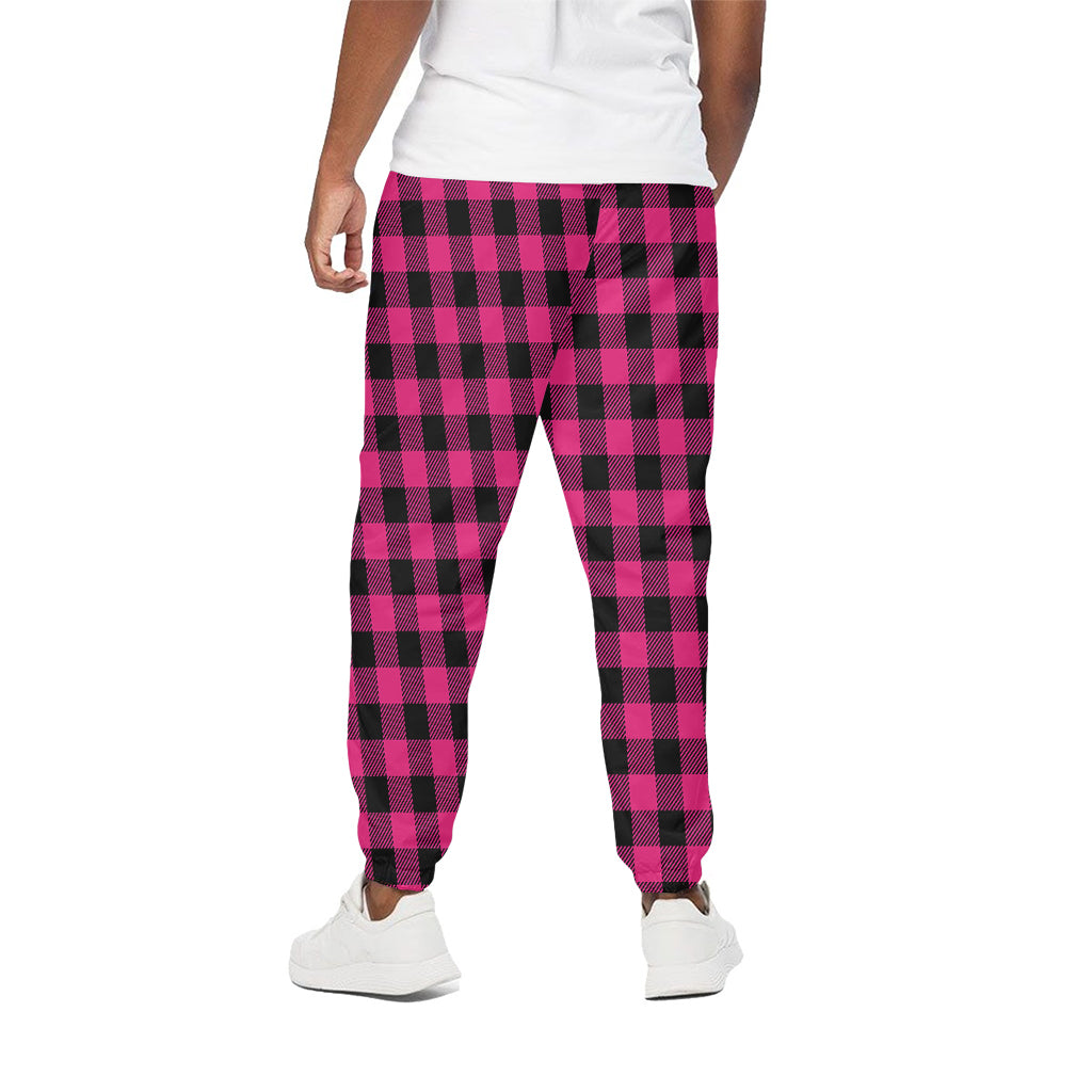 Pink And Black Buffalo Plaid Print Cotton Pants