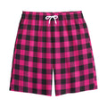 Pink And Black Buffalo Plaid Print Cotton Shorts