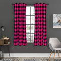 Pink And Black Buffalo Plaid Print Grommet Curtain Panels
