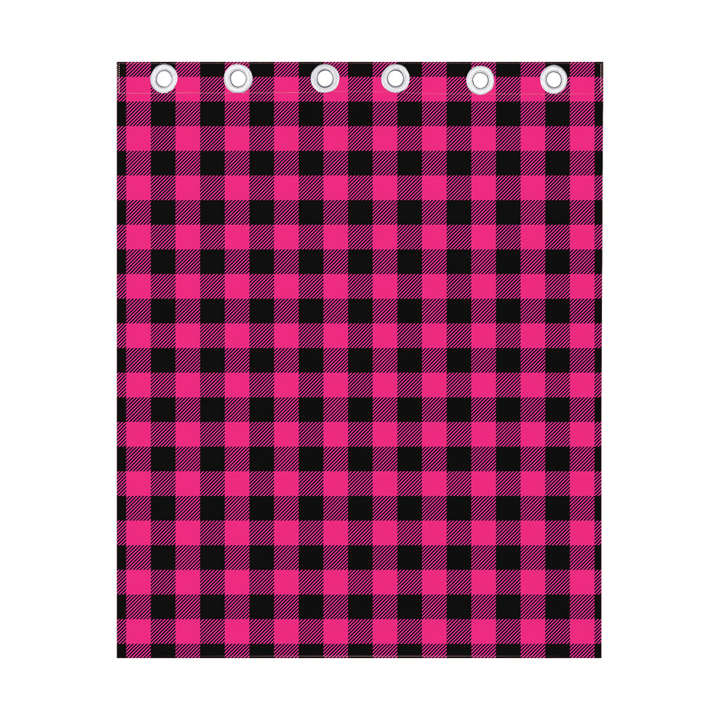 Pink And Black Buffalo Plaid Print Curtain
