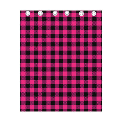 Pink And Black Buffalo Plaid Print Curtain