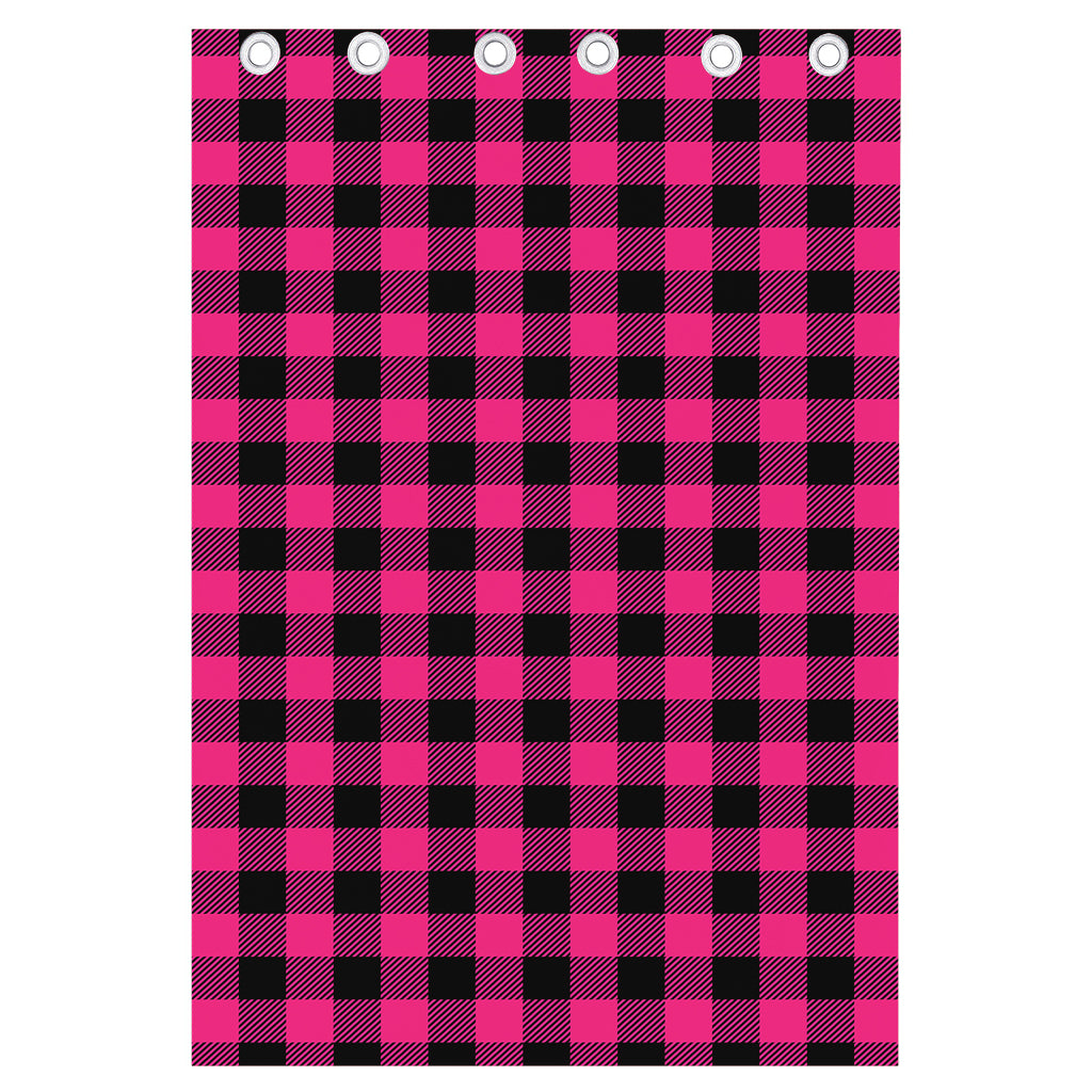 Pink And Black Buffalo Plaid Print Curtain