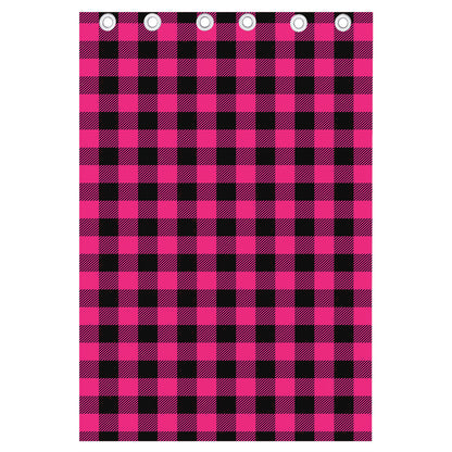 Pink And Black Buffalo Plaid Print Curtain
