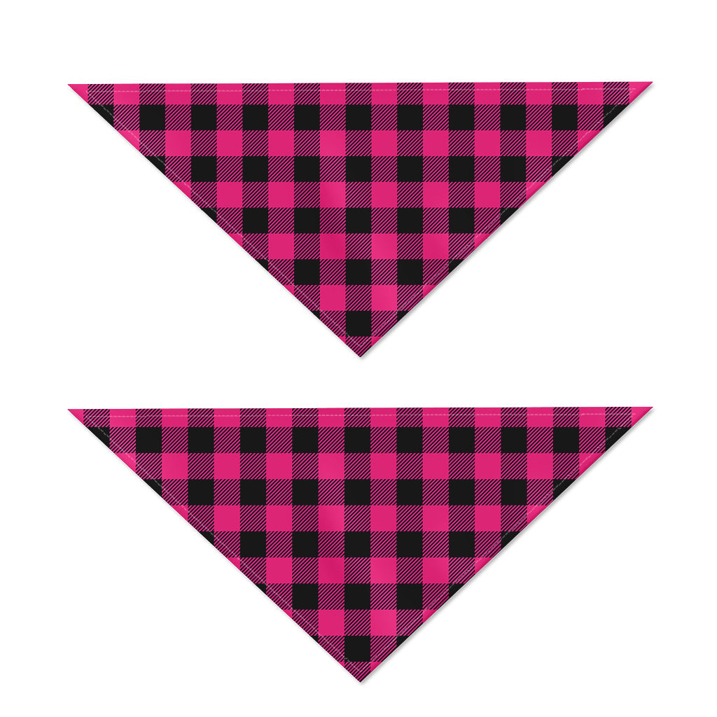 Pink And Black Buffalo Plaid Print Dog Bandana