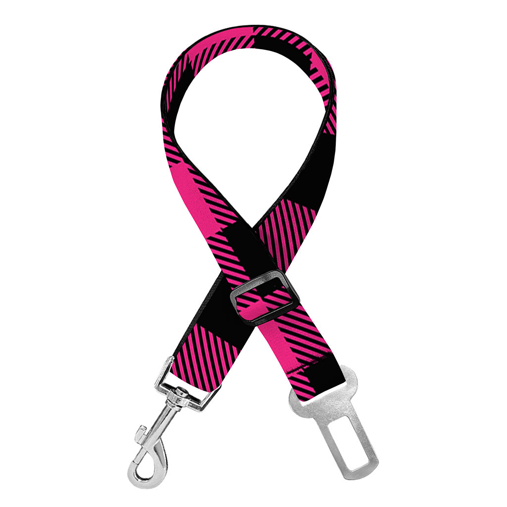Pink And Black Buffalo Plaid Print Dog Seat Belt