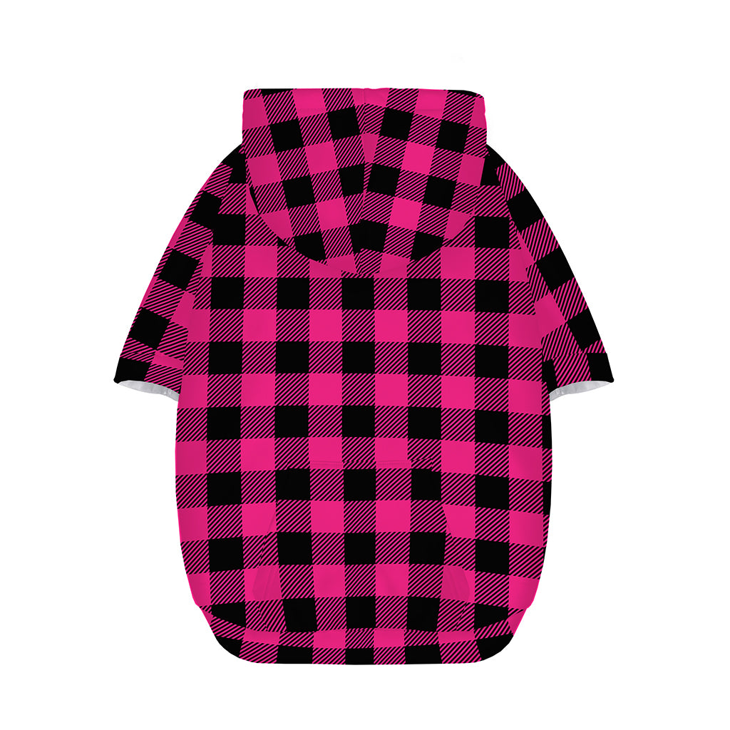 Pink And Black Buffalo Plaid Print Dog Zip Up Hoodie