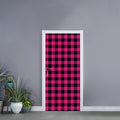 Pink And Black Buffalo Plaid Print Door Sticker