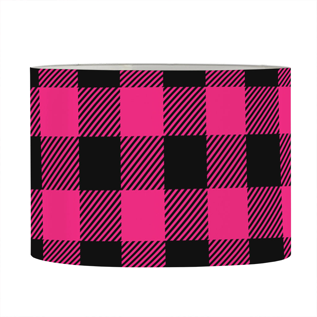 Pink And Black Buffalo Plaid Print Drum Lamp Shade