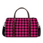 Pink And Black Buffalo Plaid Print Duffle Bag