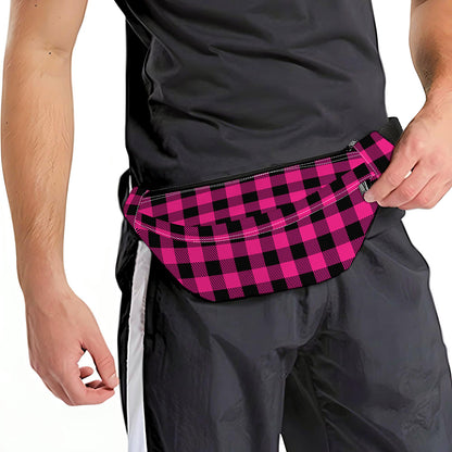 Pink And Black Buffalo Plaid Print Fanny Pack