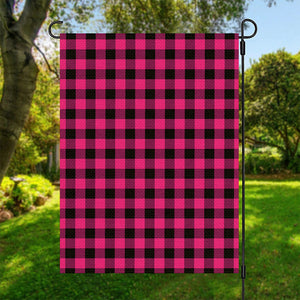 Pink And Black Buffalo Plaid Print Garden Flag