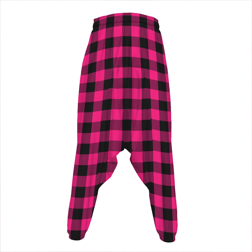 Pink And Black Buffalo Plaid Print Hammer Pants