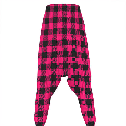 Pink And Black Buffalo Plaid Print Hammer Pants