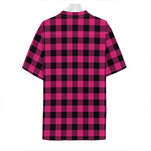 Pink And Black Buffalo Plaid Print Hawaiian Shirt