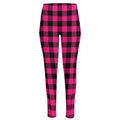 Pink And Black Buffalo Plaid Print High-Waisted Pocket Leggings
