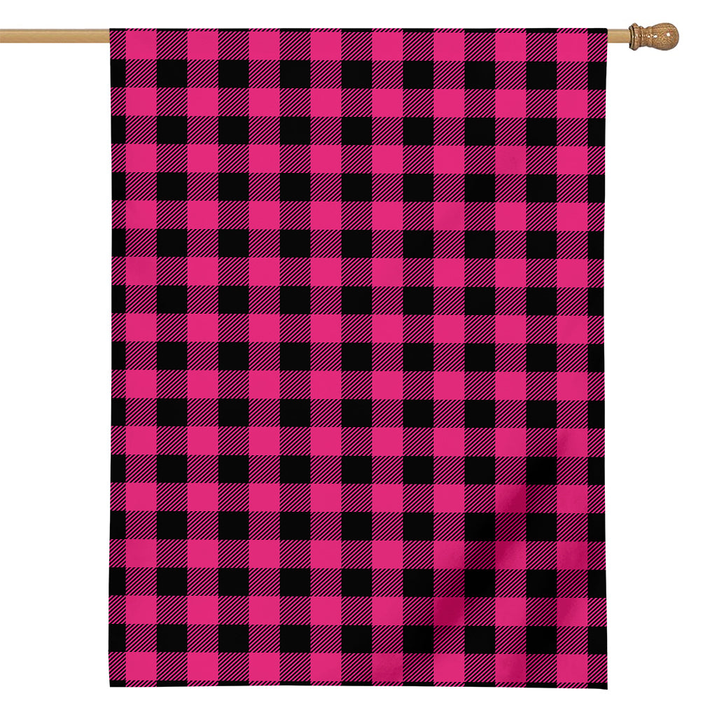 Pink And Black Buffalo Plaid Print House Flag