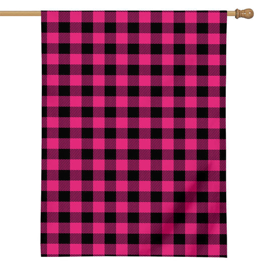Pink And Black Buffalo Plaid Print House Flag