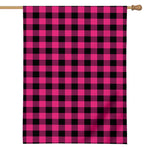 Pink And Black Buffalo Plaid Print House Flag
