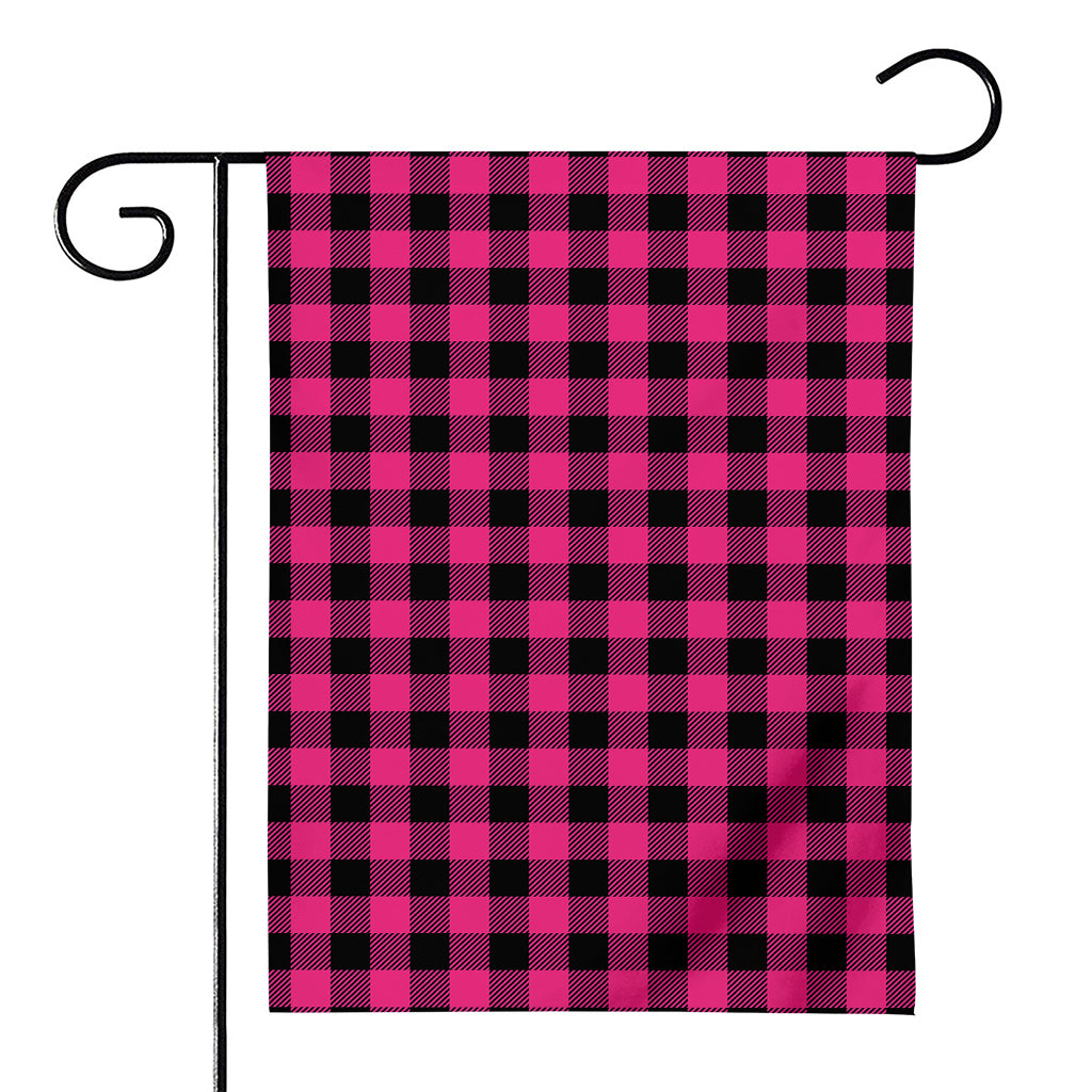 Pink And Black Buffalo Plaid Print House Flag
