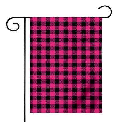 Pink And Black Buffalo Plaid Print House Flag