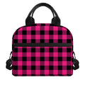 Pink And Black Buffalo Plaid Print Insulated Lunch Bag