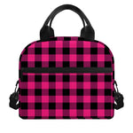 Pink And Black Buffalo Plaid Print Insulated Lunch Bag