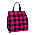 Pink And Black Buffalo Plaid Print Insulated Lunch Tote