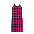 Pink And Black Buffalo Plaid Print Jersey Midi Cami Dress