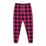 Pink And Black Buffalo Plaid Print Jogger Pants