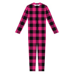 Pink And Black Buffalo Plaid Print Jumpsuit