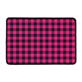 Pink And Black Buffalo Plaid Print Kitchen Mat