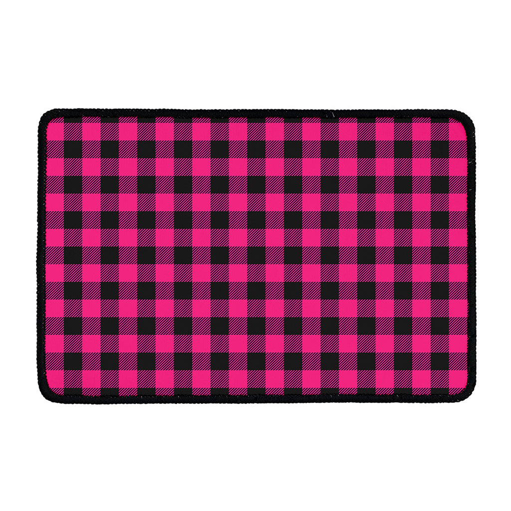Pink And Black Buffalo Plaid Print Kitchen Mat