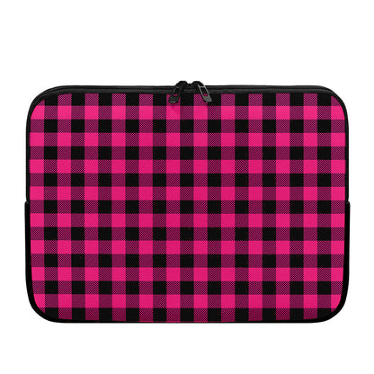 Pink And Black Buffalo Plaid Print Laptop Sleeve