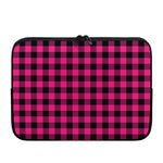 Pink And Black Buffalo Plaid Print Laptop Sleeve
