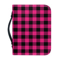 Pink And Black Buffalo Plaid Print Leather Bible Cover