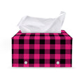 Pink And Black Buffalo Plaid Print Leather Tissue Box Cover