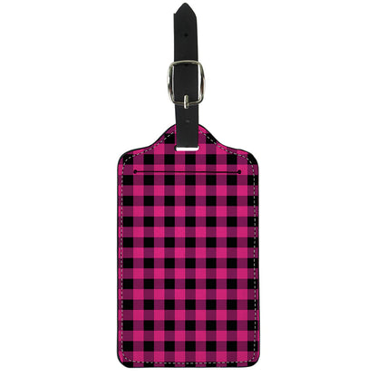 Pink And Black Buffalo Plaid Print Luggage Tag