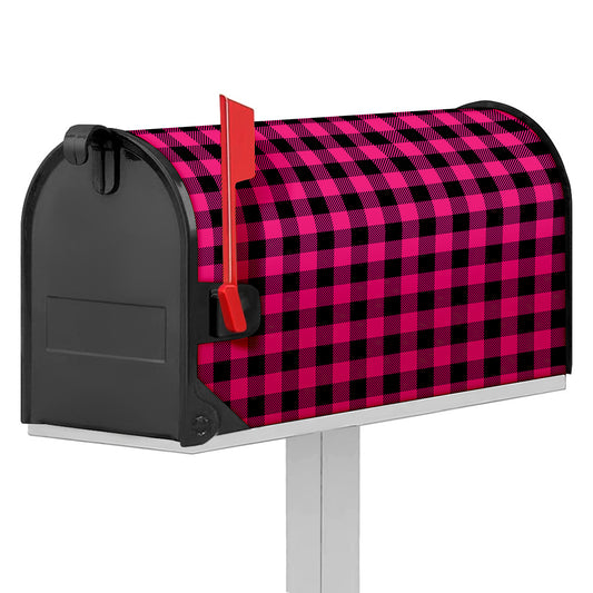 Pink And Black Buffalo Plaid Print Mailbox Cover