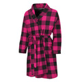Pink And Black Buffalo Plaid Print Men's Bathrobe