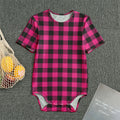 Pink And Black Buffalo Plaid Print Men's Bodysuit
