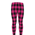 Pink And Black Buffalo Plaid Print Men's Leggings