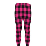Pink And Black Buffalo Plaid Print Men's leggings