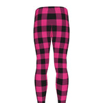 Pink And Black Buffalo Plaid Print Men's leggings