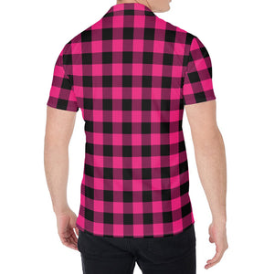 Pink And Black Buffalo Plaid Print Men's Shirt