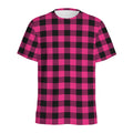 Pink And Black Buffalo Plaid Print Men's Athletic T-Shirt