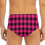 Pink And Black Buffalo Plaid Print Men's Triangle Swim Briefs