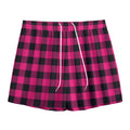 Pink And Black Buffalo Plaid Print Mesh Shorts