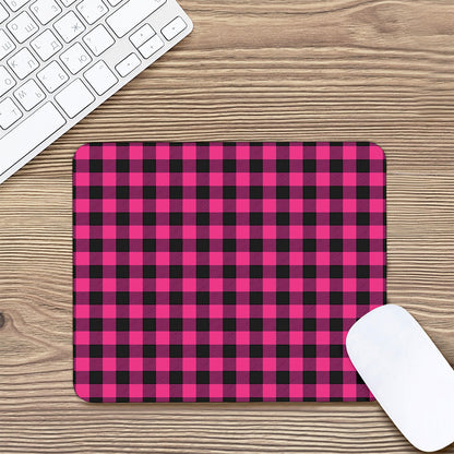 Pink And Black Buffalo Plaid Print Mouse Pad
